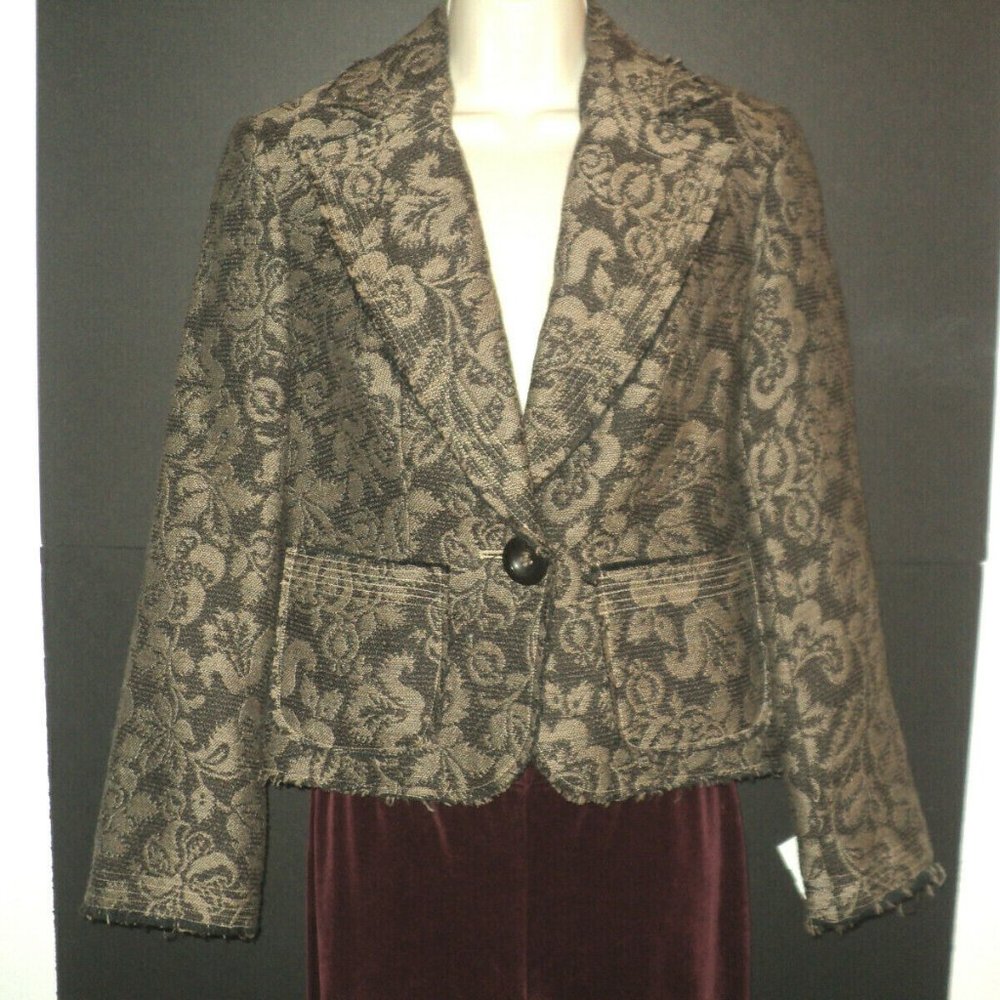 NEW Donna Degnan Blazer Size 4 Brown & Tan Paisley